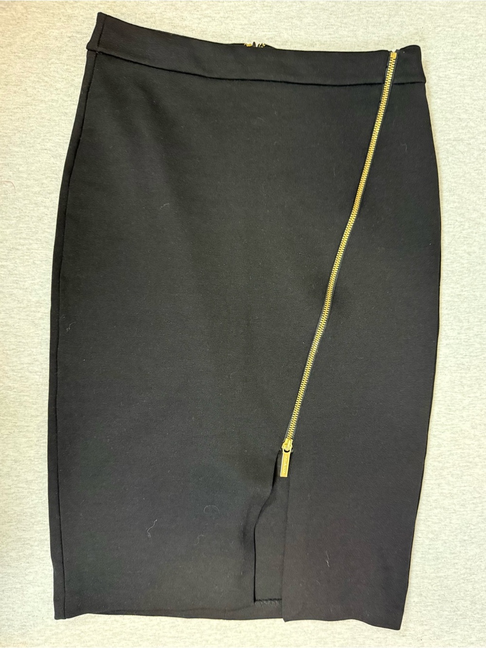 MICHAEL Michael Kors Asymmetrical Zipper Pencil Skirt Black‎ Size 2